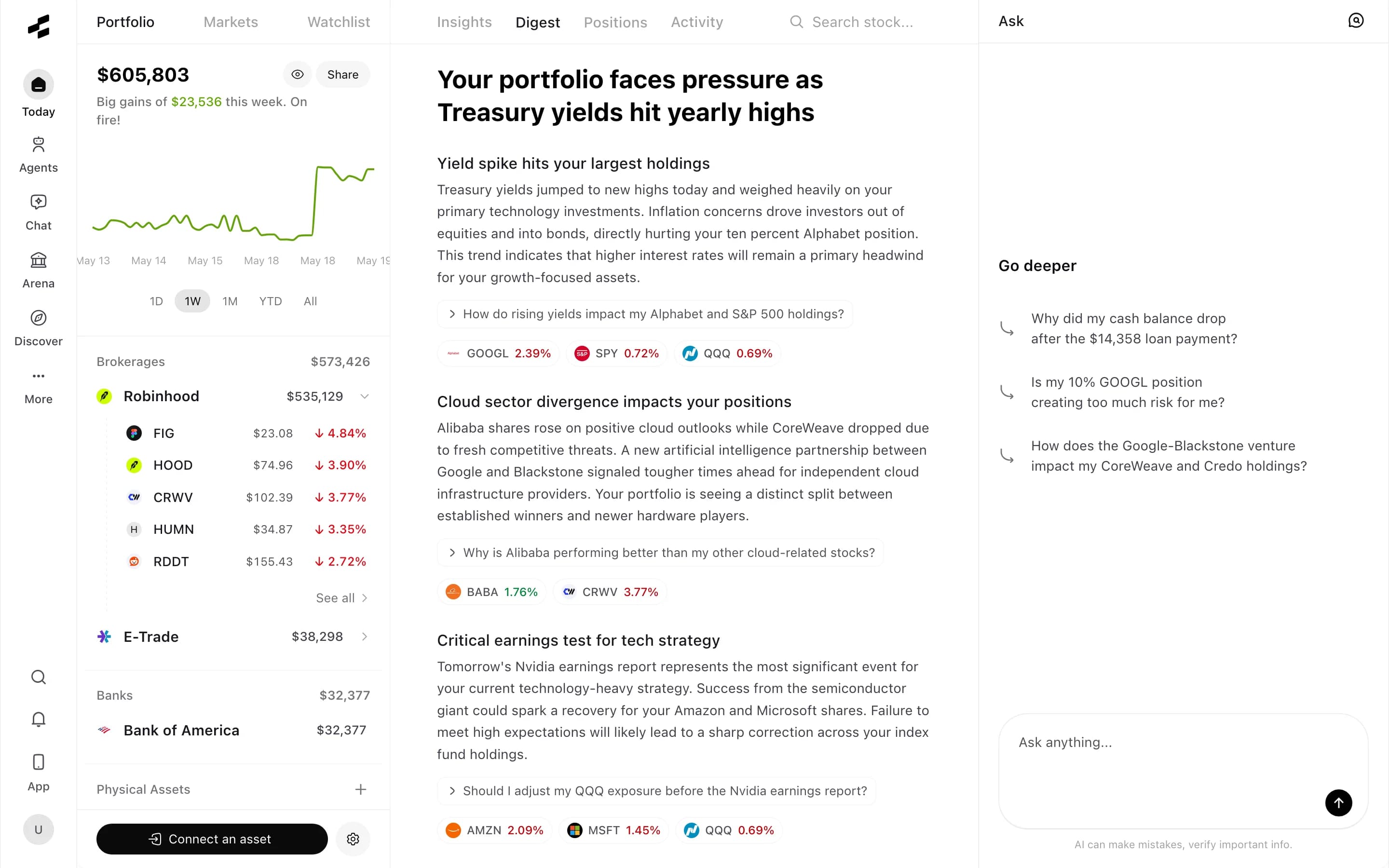 Rallies portfolio product screen